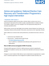 Advice and guidance: National Elective Care Recovery and Transformation Programme’s high impact intervention